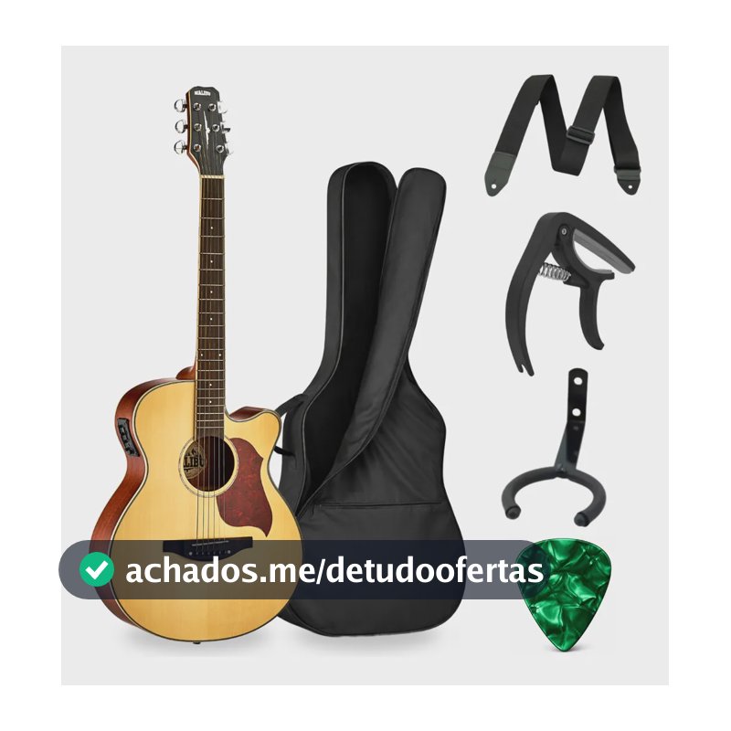 Violão Eletroacústico Aço Malibu Everest Completo + Kit Natural Destro