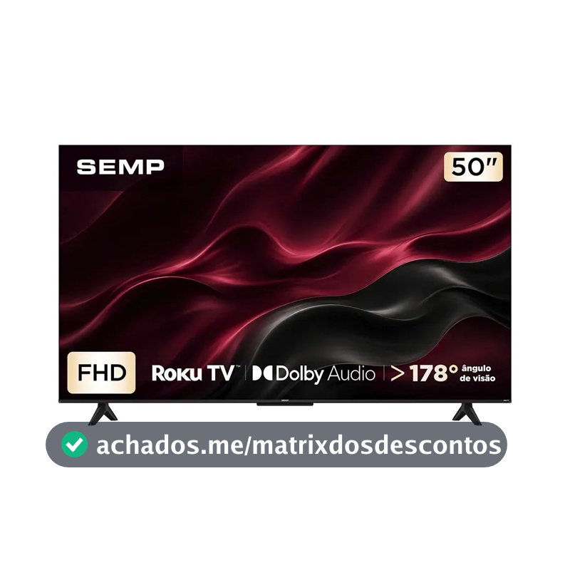 Smart Tv Semp 50 Polegadas Led Full Hd S42r Roku Tv Wi-Fi Dolby Audio Brilho Até 240 Nits 50s42r