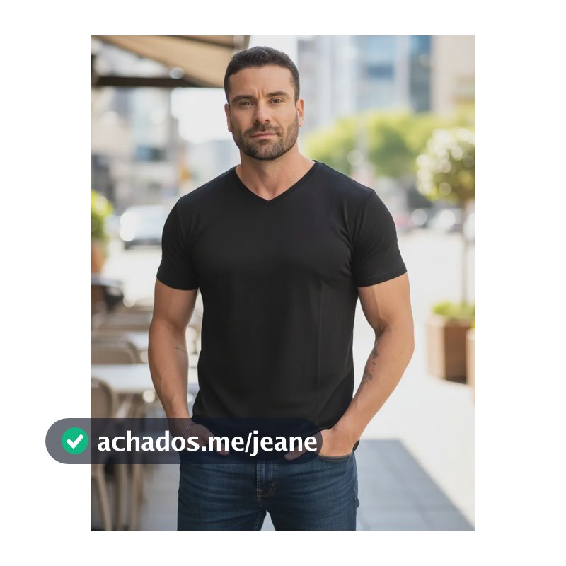 Camiseta Básica Casual Tech Masculina Modal Lisa Gola V Preto M Liso