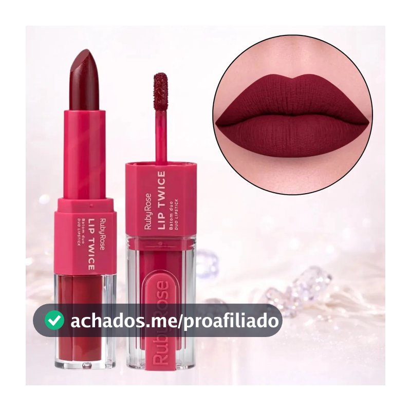Batom Duo Matte Líquido E Bala Lip Twice Ruby Rose Lt70