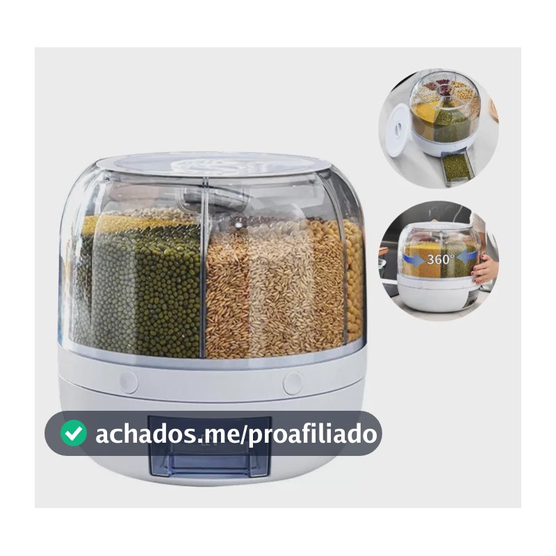 Dispenser Giratório 360 Graus Armazenamento Alimentos 6 Em 1 Branco