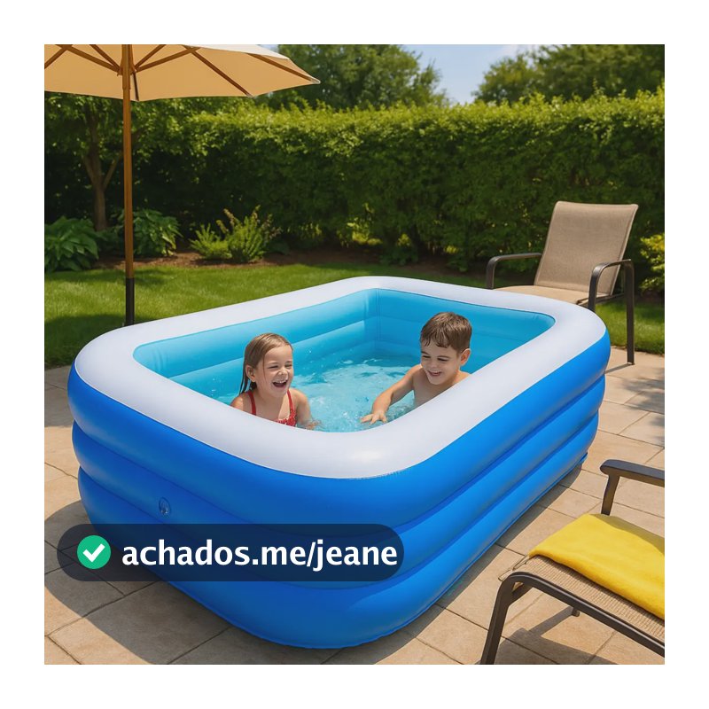 Piscina Inflável De Plástico Resistente Infantil Retangular Azul