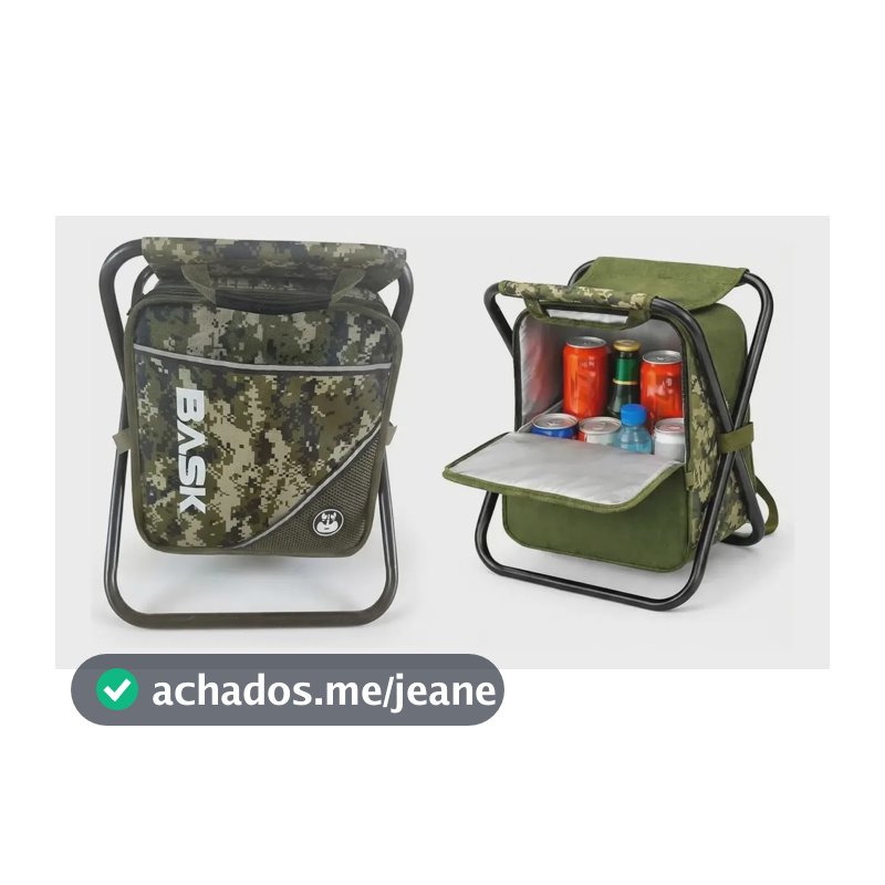 BASK Mochila Térmica com Banco Dobrável 3 em 1, Banquinho Portátil 18L com Mochila, Suporta até 100kg, Assento Confortável, Leve para Camping, Praia, Pesca e Piquenique