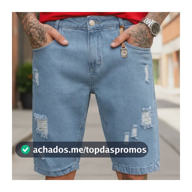 Bermuda Masculina Jeans Rasgada Qualidade Premium De Fábrica
