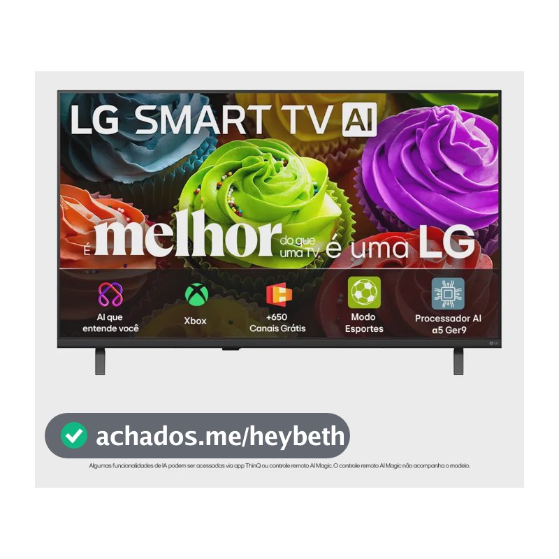 Smart TV HD 32" LG LB650 AI 2026 Processador α5 Ger9 HDR10 Xbox Bluetooth Wi-Fi AI Search Google Gemini Canais Grátis webOS 26 - 32LB650BPSA