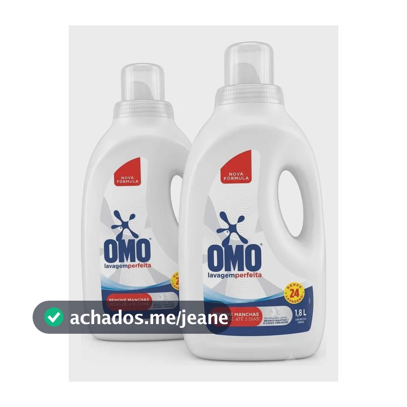 2x Sabão Líquido Omo Lavagem Perfeita 1,8lts Roupas Brancas