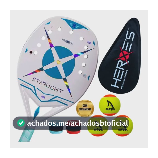 Raquete Beach Tennis Heroes Starlight 3kcarbon 2025+brindes Com Tratamento