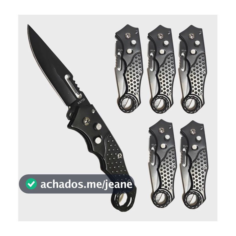 5 Canivete Automatico Faca Retrátil Pesca Camping Atacado Preto
