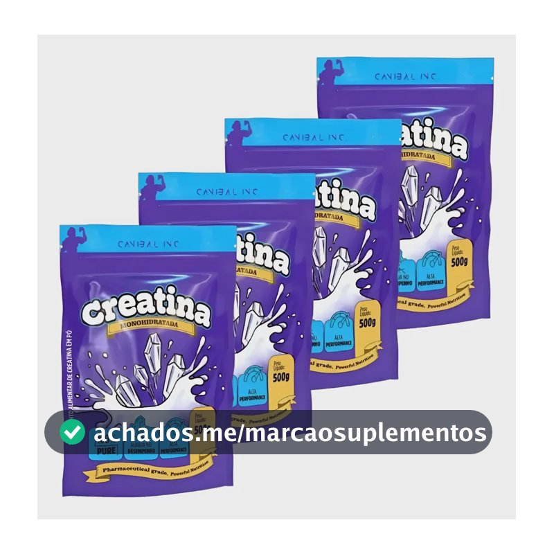 Kit 4x Creatina Monohidratada 500g - Canibal Sem Sabor