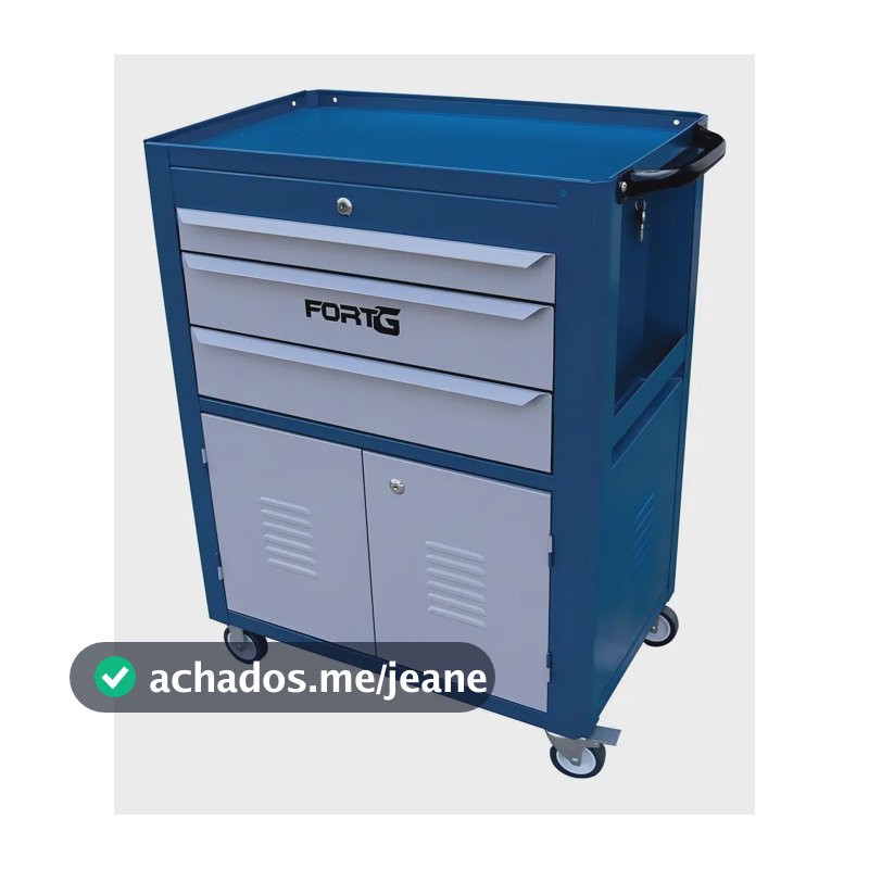 Carrinho Fechado Azul Com 3 Gavetas