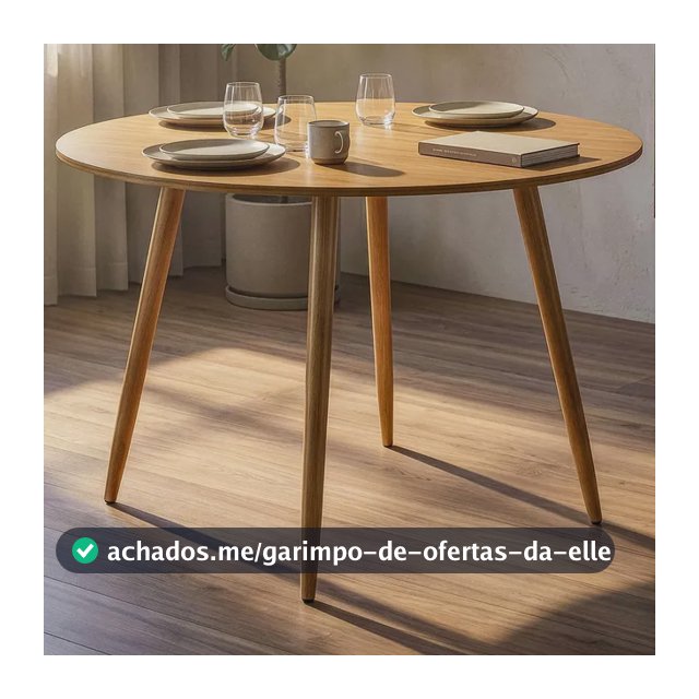 Mesa Redonda 80cm Mdf Sala De Jantar E Cozinha Louro Freijó