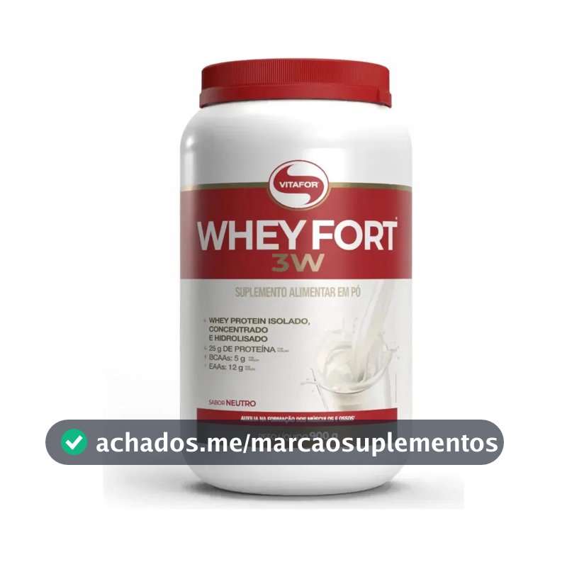 Whey protein Vitafor Fort 3W 900g em pó Sem sabor x 900g