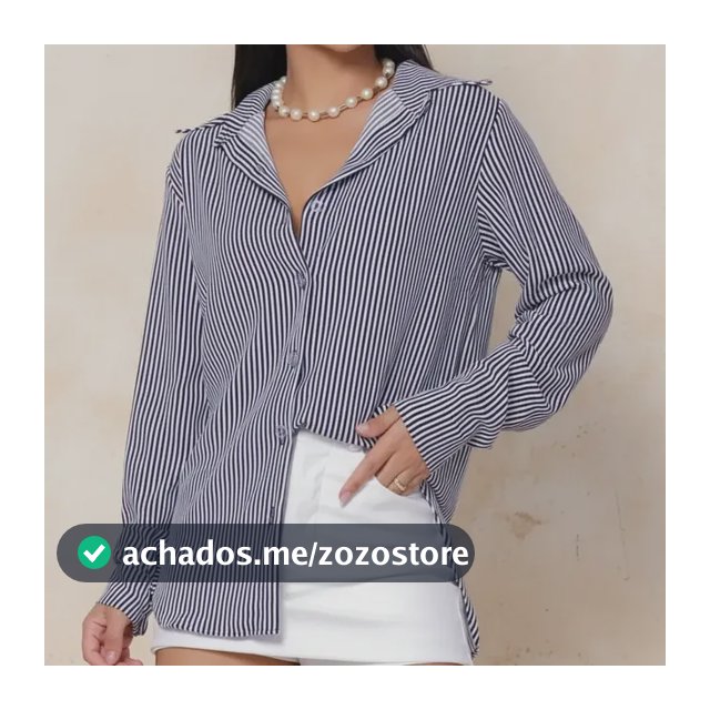 Camisa Social Feminina Clássica Listrada C/ Botões Tendência