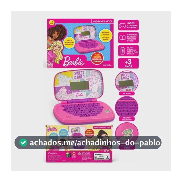 Minigame Laptop Barbie Educativo Bilíngue Candide Rosa