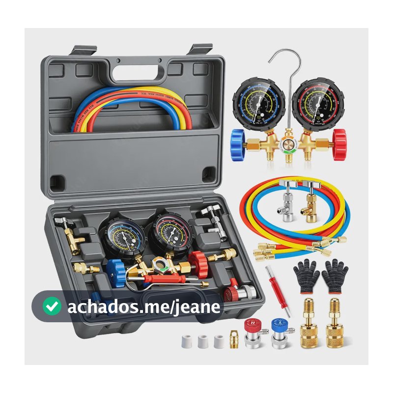 Kit Manômetro Manifold Ar Condicionado R134a R404a R410a R22