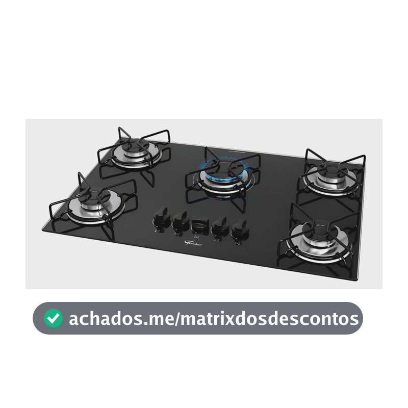 Cooktop a Gás Fischer 5 Bocas Fit Line Trempe Esmaltada Aramado