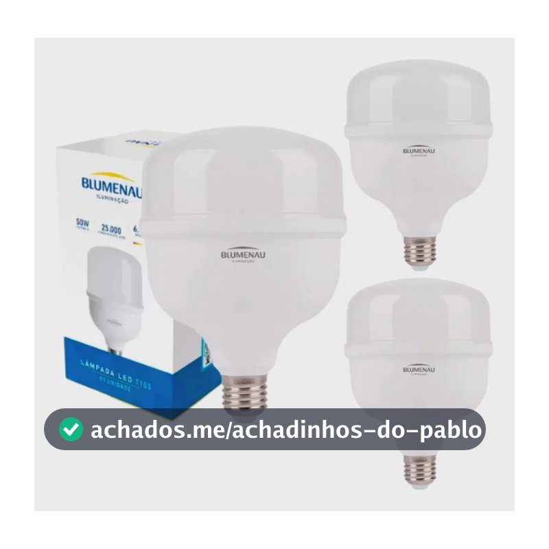 3x Lâmpada Led T100 50w Alta Potência 6500k Luz Branca Fria