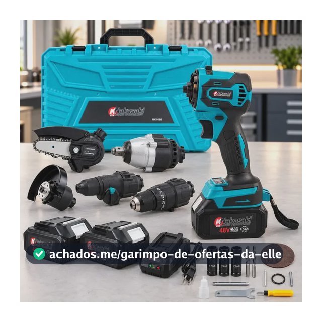 Kit Ferramentas 5 Em 1 Brushless 48v 2 Baterias Maleta