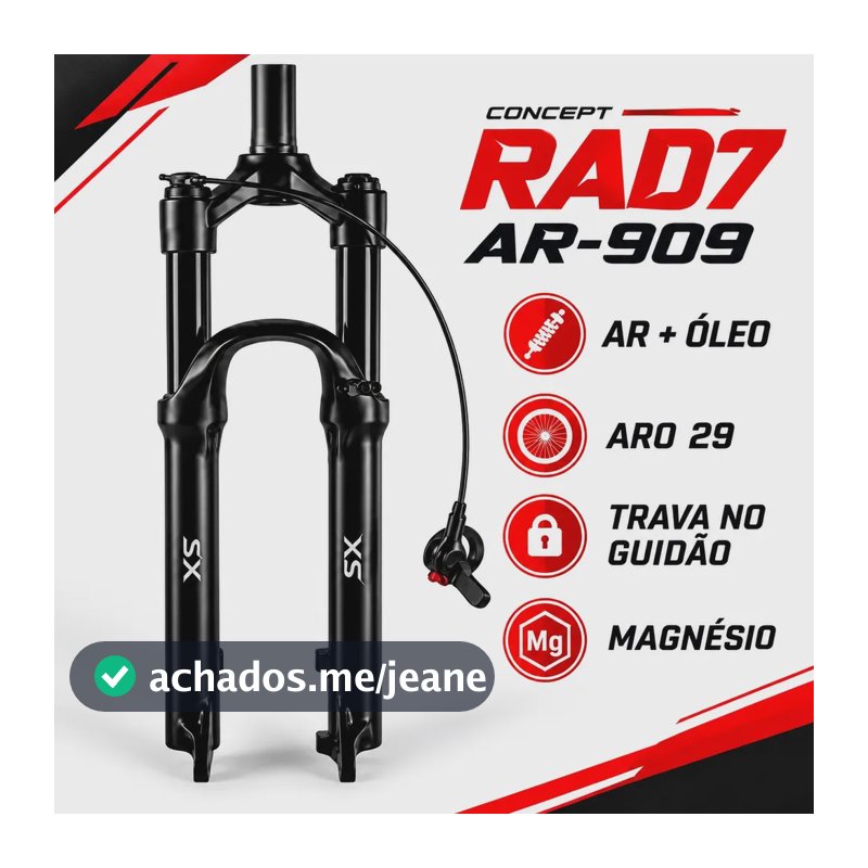 Suspensão Aro 29 Rad7 Ar-909 Ar Óleo Magnésio Trava Guidão Preto