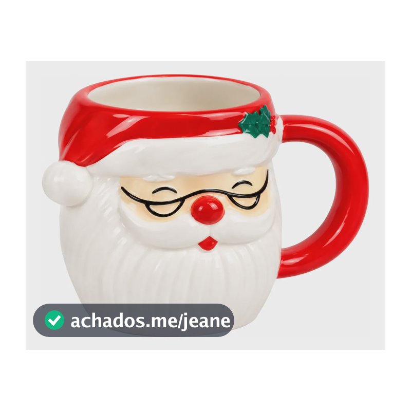 Caneca Cerâmica Papai Noel Decorativa Café Presente Natal Branco Papai Noel Óculos