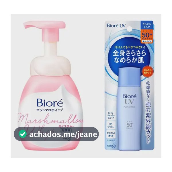 Kit Bioré Marshmallow Whip Facial Cleansing Moisture 150ml + Protetor Solar Facial Uv Perfect Milk 50+ Fps 40ml