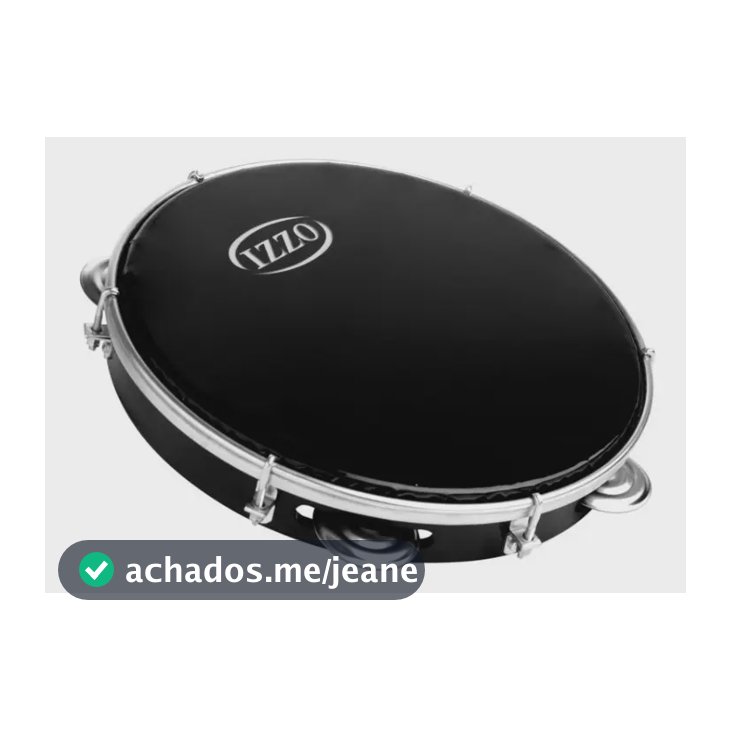 Pandeiro Izzo 10 Abs Preto Pele Nylon Preta Profissional Preto