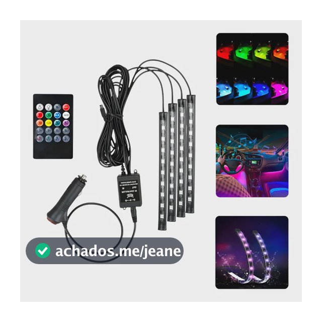 Kit Iluminação Interior Carro Luz 09 Leds Rgb C/controle 12v