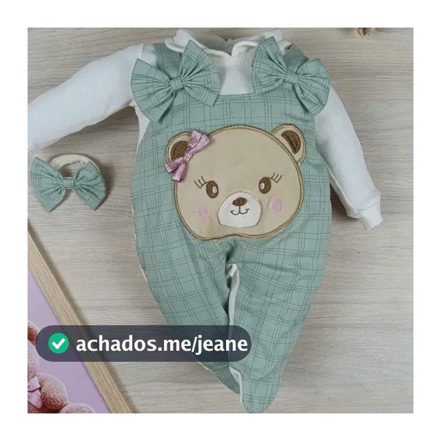 Macacão Bebê Menina Jardineira Com Laço Bordado Ursula
