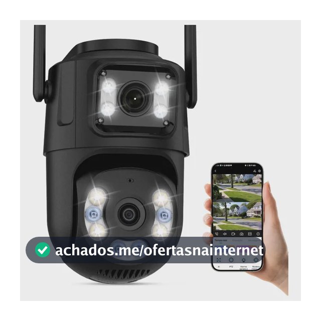 Câmera De Seguranca Externa Ip Wi-fi Lente Dupla App Icsee Preto