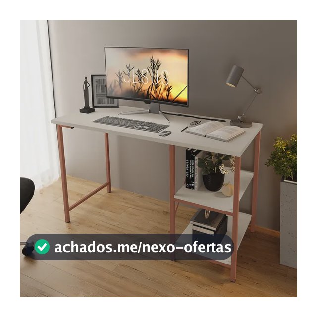 Mesa Escrivaninha Office Estudo Estilo Industrial Klm Store. Cobre - Off White