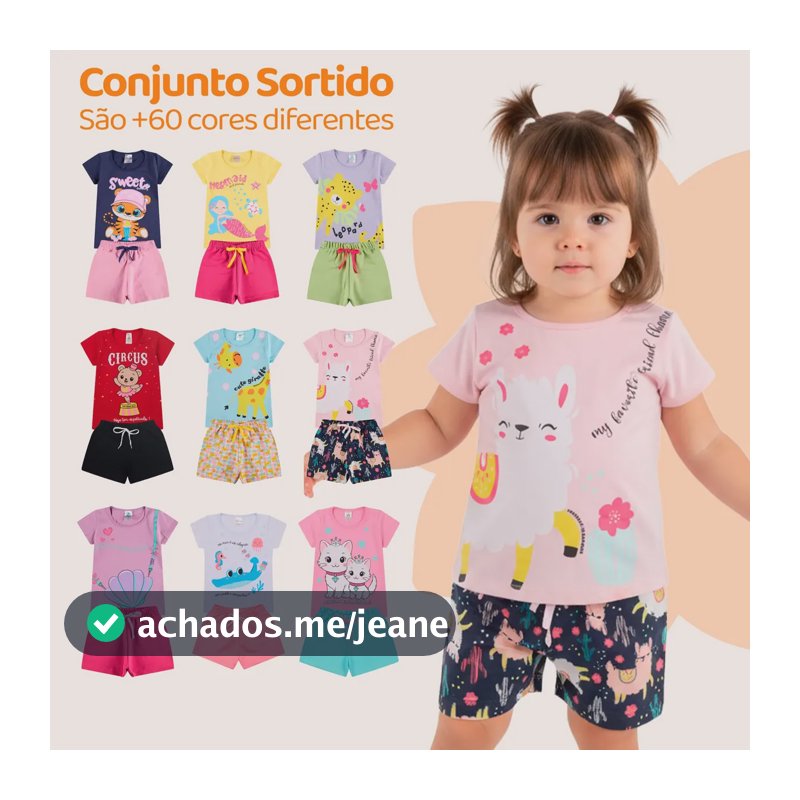 Kit 6 Peças De Roupas De Bebê Menina Algodão Verão Fofos Kit 3 Conjuntos Sortidos 1 - Veste 6 A 12 Meses