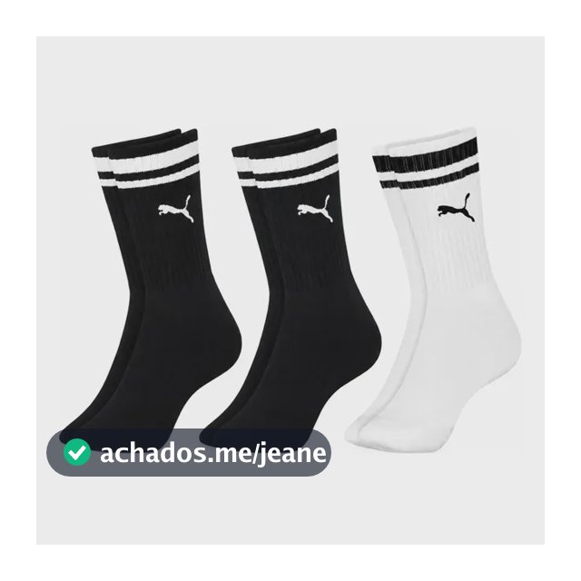 Kit 3 Pares Meias Puma Cano Alto Longo Academia Original