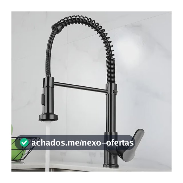 Torneira Cozinha Gourmet Bancada Flexível Monocomando Pia Preto B22-black