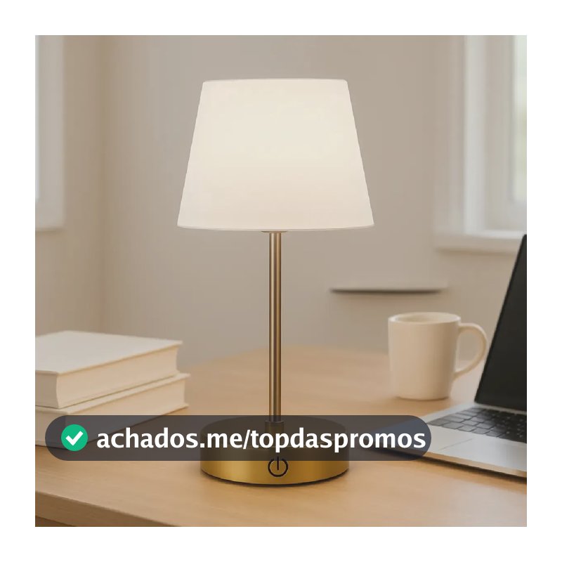 Abajur Led Recarregável Retrátil De Aço Luz Neutra Ajustável Dourado