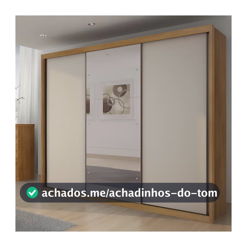 Guarda-Roupa Casal 3 Portas Correr Espelho MDF Fosco Horizonte Vegas