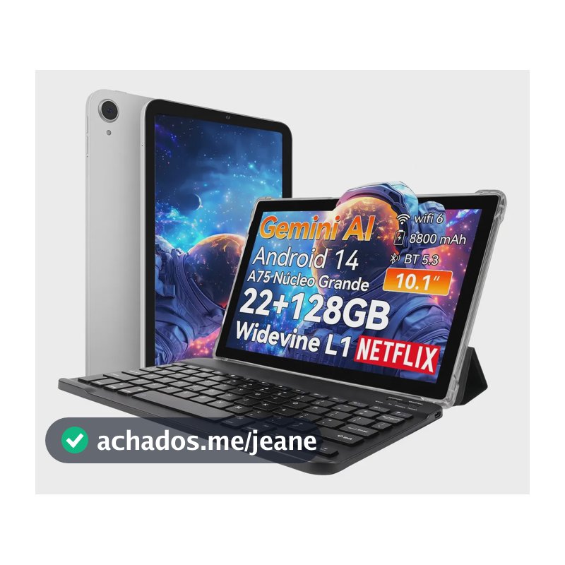 Tablet Pab Android 14 10.1 22GB RAM 128GB+2TB Wifi BT5.3 Unissex, Paraestudantes E Trabalho, Com Capaprotetora
