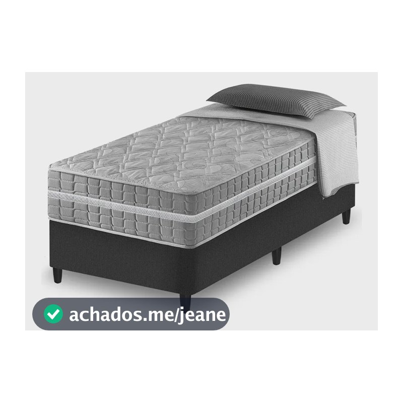 Box Solteiro King Preto + Colchão Molas Zidi Alabama 96cm
