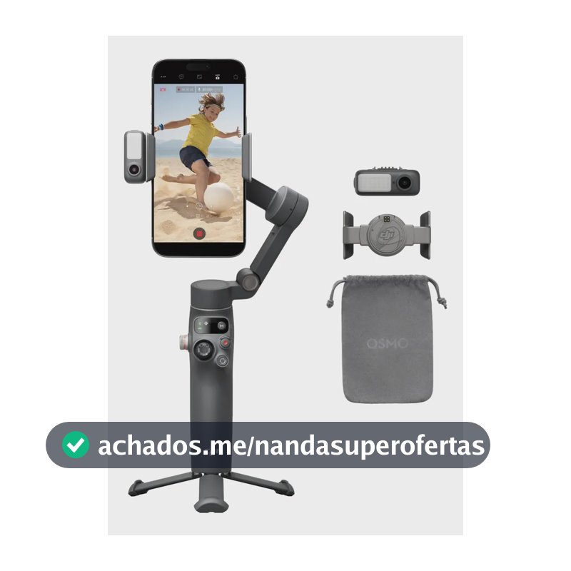 DJI Osmo Mobile 7P para celulares, iPhone e Android, rastreamento nativo, iluminação, estabilizador de 3 eixos, inicialização rápida, edição com um toque, braço extensível - DJI132