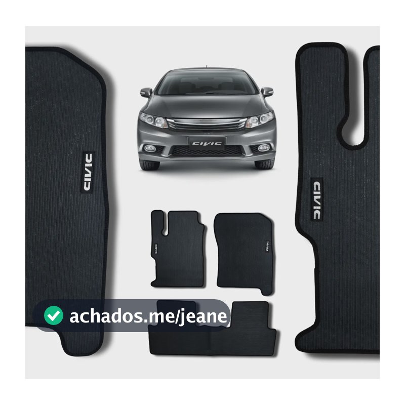 Tapete Borracha Para Honda Civic Modelo 2014 2015 2016 Luxo Preto