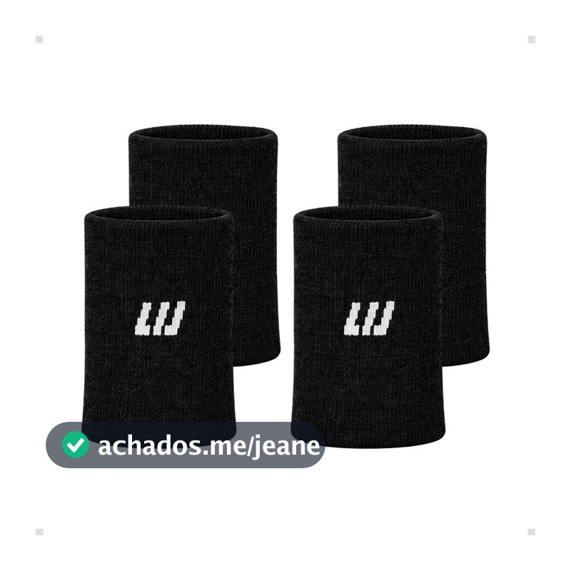 2 Pares Munhequeira Performance Pulse Algodão Tênis Unissex Preto Unico