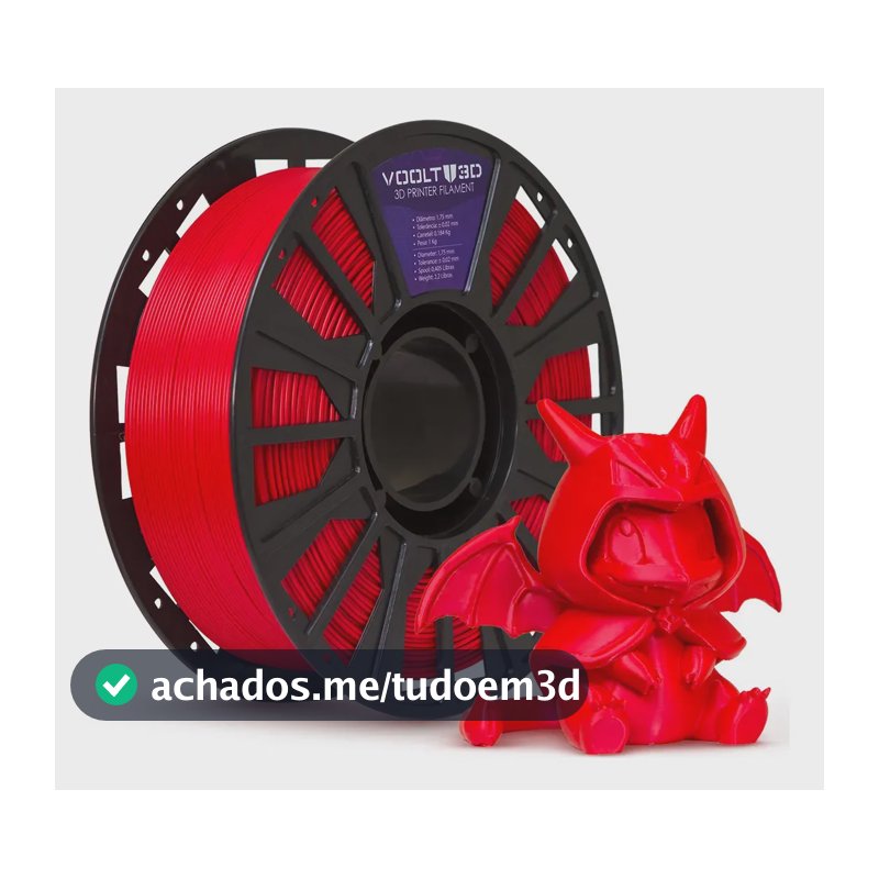 Filamento PLA Vermelho Papai Noel 1Kg 1,75mm Voolt3D High Speed Para Impressão 3D Vermelho Natal Impressoras 3D Peças 3D Fabricação Nacional