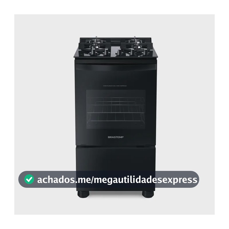 Fogão 4 Bocas Vidro Grade Dupla Bfo4vae Preto Brastemp
