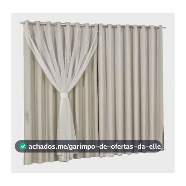 Cortina Blackout Com Voil 2,80x2,50 Para Varão Palha Palha