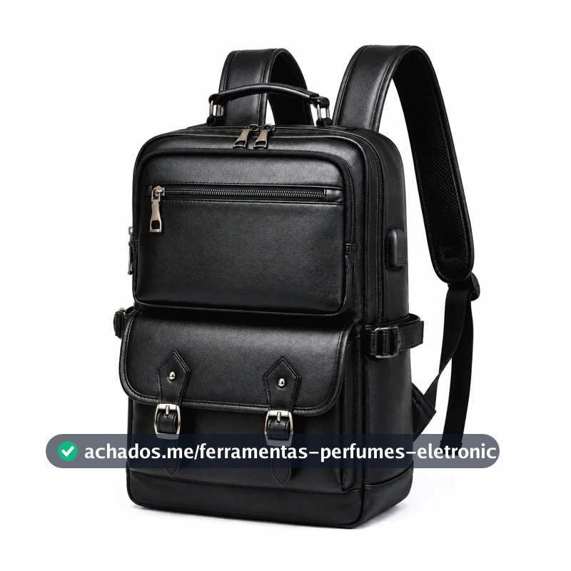 Mochila De Couro Masculina Feminina Escritorio Executiva Trabalho Unissex Antifurto Aeroporto Laptop Notebook Metro Social Polegadas Viagem Lombar Entrada Escolar Faculdade Impermeável Preta My Chair