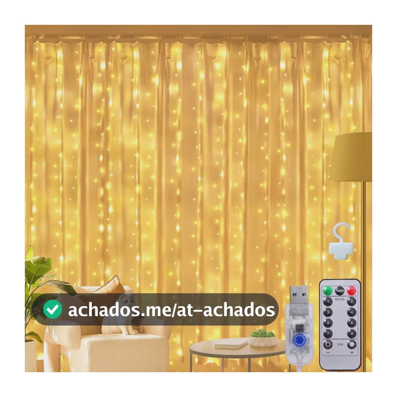 33m Cortina De Luz 300 Pisca Pisca Led Decoração De Natal Amarelo 110v/220v