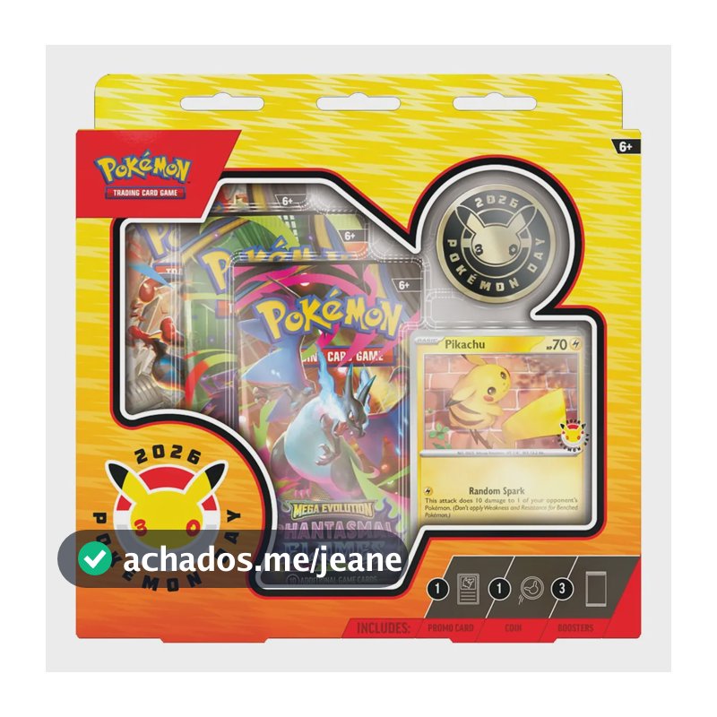 Pokémon TCG: Coleção Day 2026 com Carta Holográfica e Moeda em Inglês