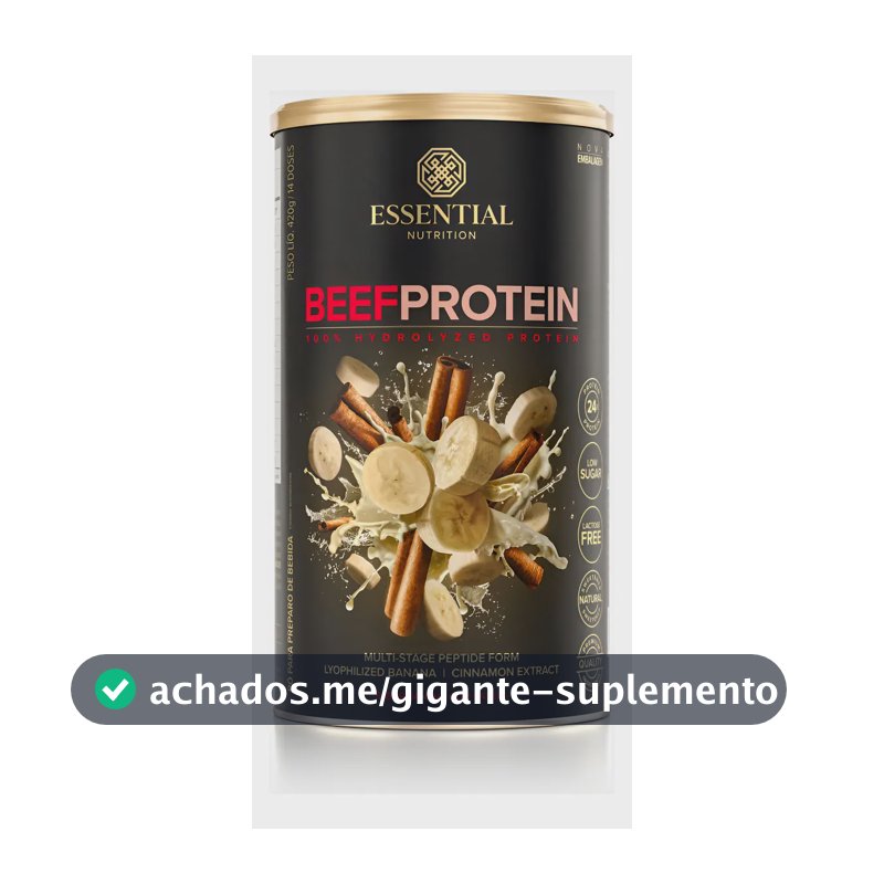 Beef Protein (480g) Essential Nutrition -banana Com Canela Sabor Banana com canela