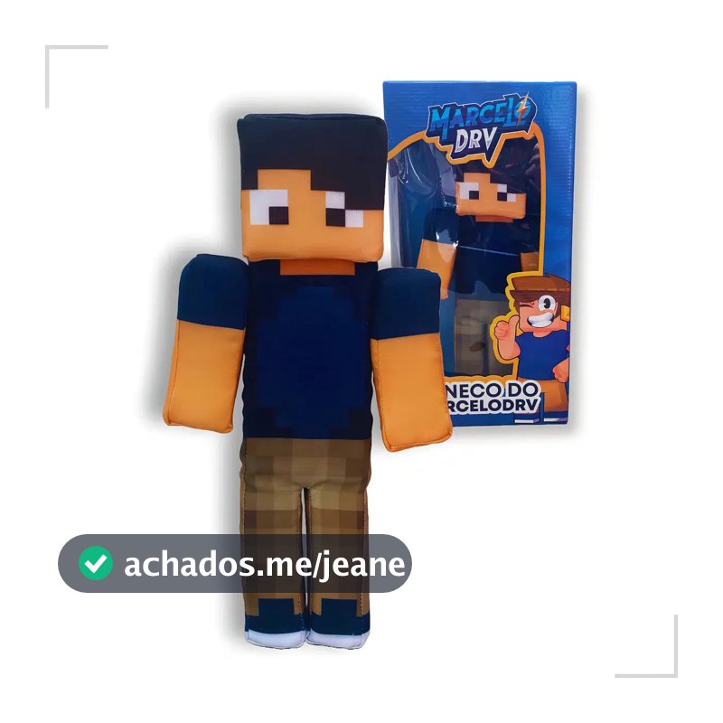 Pelúcia Cosmo Kids Minecraft Streamer Marcelodrv 30cm Grande