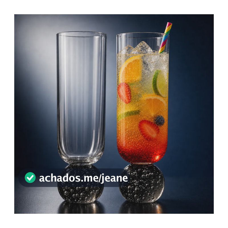 Kit 2 Taças Bubble Champanhe 300 Ml Vidro Base Esfera Drinks Preto