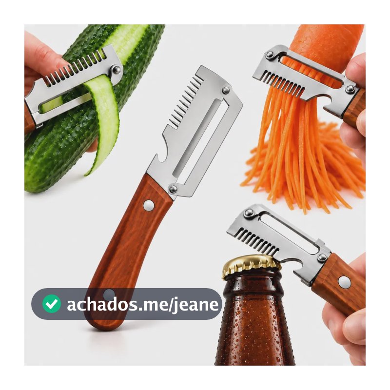 Descascador De Legumes Ralador Multifuncional 3x1 Aço Inox Prateado